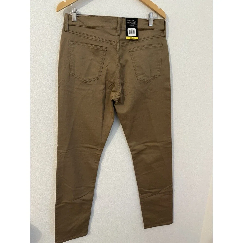 Banana Republic Men's 5 Pocket Pant Stretch Fabric Tan Size 32x34 New Flat Front